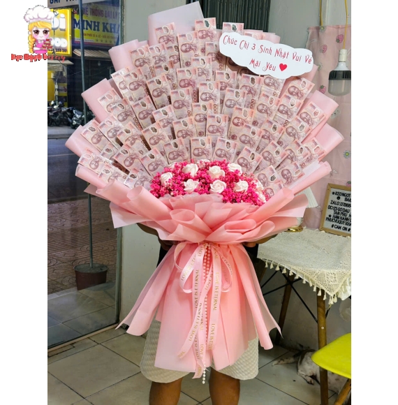 Bó hoa tiền 50K kèm hoa sáp