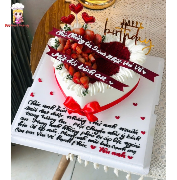 Bánh kem trái tim đỏ tặng anh 