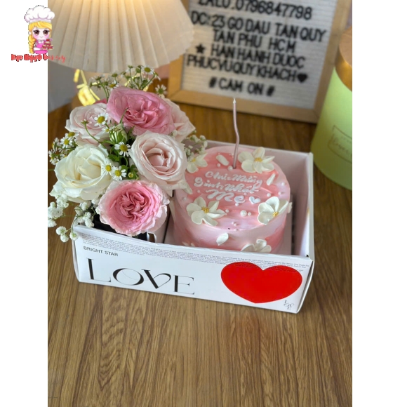 Sét Bánh kem và hoa tươi