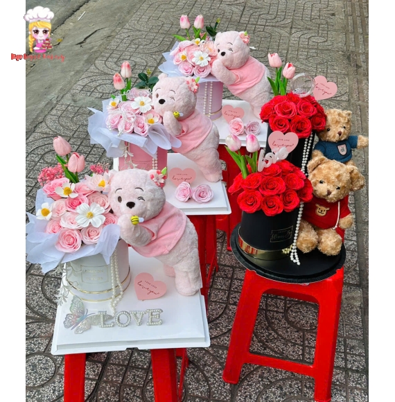 Gấu hoa xinh cho lễ 20/10