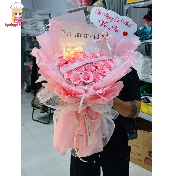 Bó hoa sáp tone hồng tặng vợ yêu 