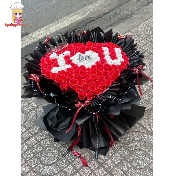 Bó hoa sáp I Love You đỏ đen