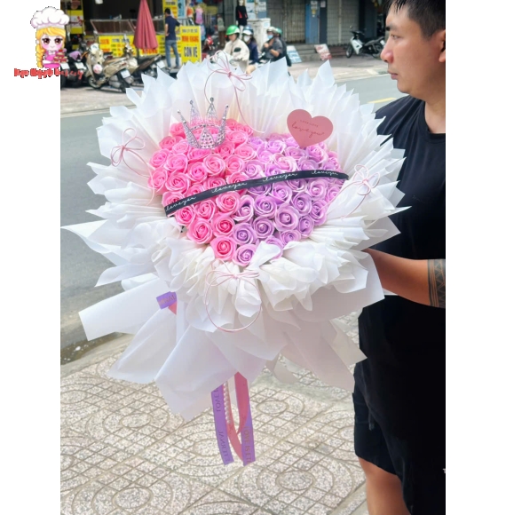Hoa sáp mix tone hồng tím dễ thương