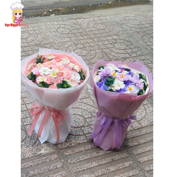 Bó hoa sáp mix nhiều màu tươi sáng