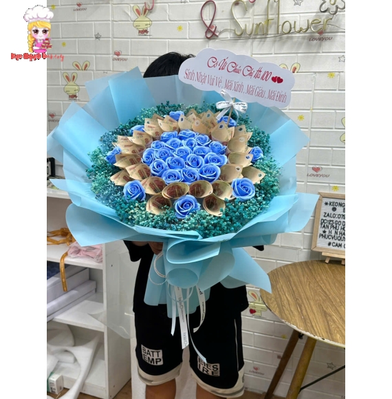 Hoa tiền kết hợp hoa bi tờ 200k