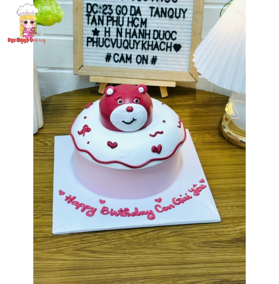 Bánh kem rút tiền dành cho bé gái xinh,gấu dâu