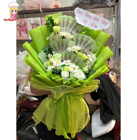 Hoa tiền tặng tết trung thu tờ 100k
