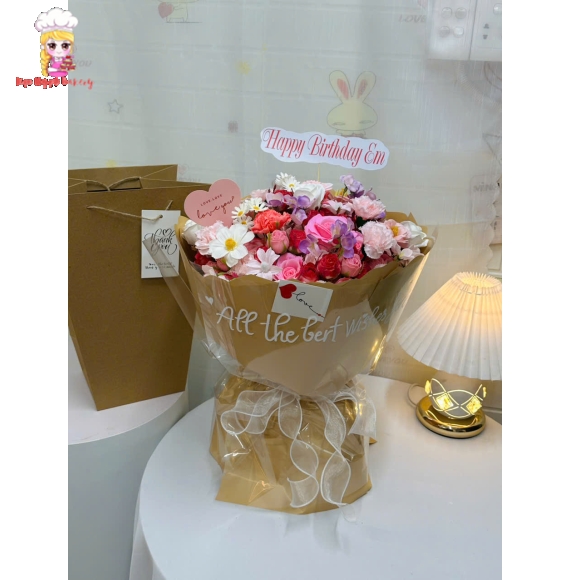 Hoa sáp kèm túi giấy xinh