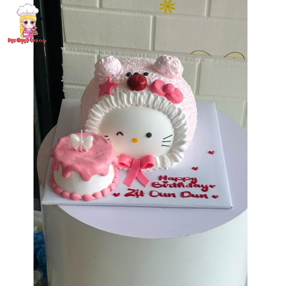 Bánh kem hello kitty màu hồng
