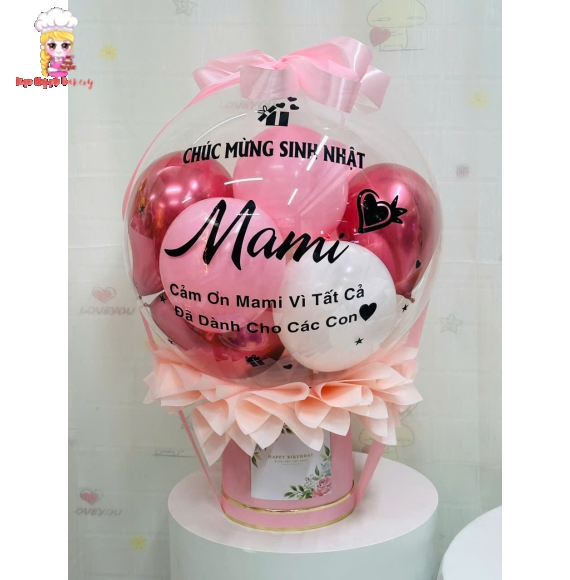 Bóng bay rút tiền tone hồng tặng mẹ yêu