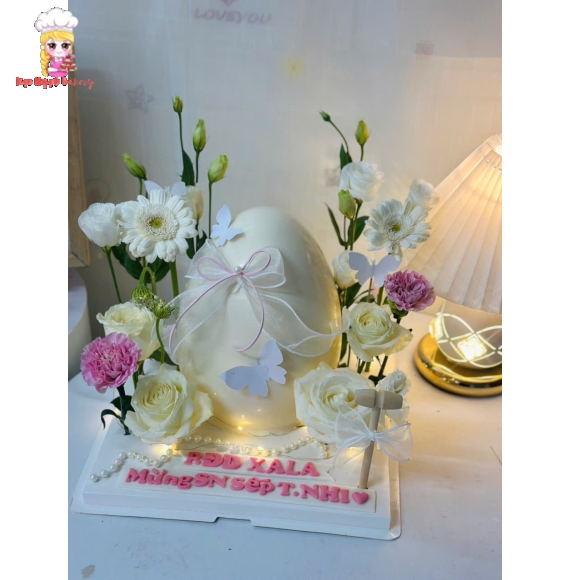 Bánh trứng đập hoa tươi lung linh-Kẹo Ngọt Bakery