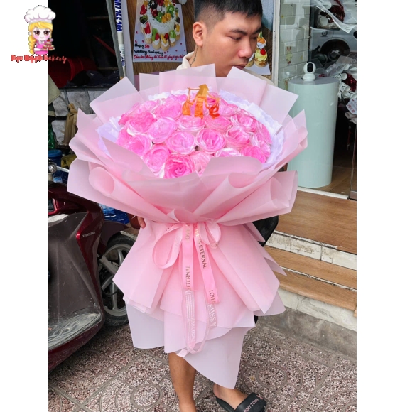 Bó hoa sáp tặng người mình thương tone hồng cho nữ