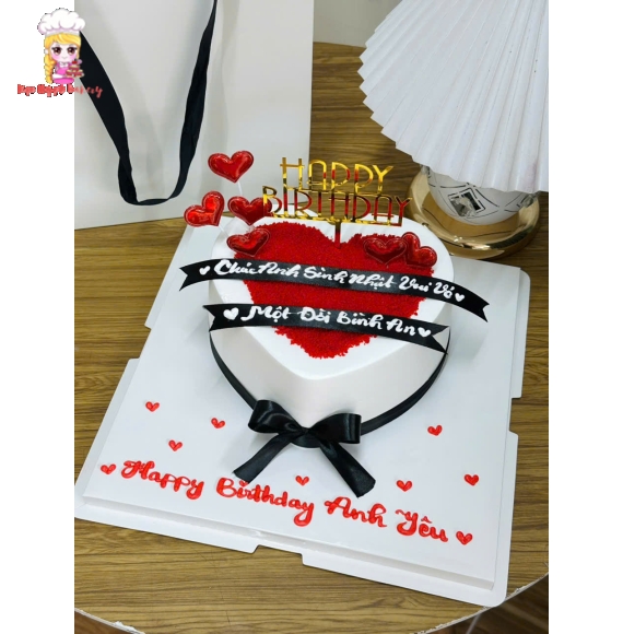 Bánh kem trái tim tone đỏ tặng anh yêu-cửa hàng bánh kem ngon tân phú