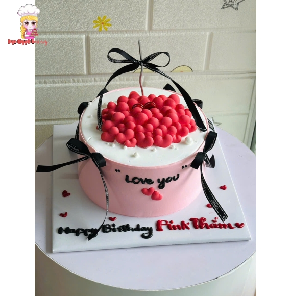 Bánh kem rút tiền tặng nữ tone hồng trang trí theo yêu cầu