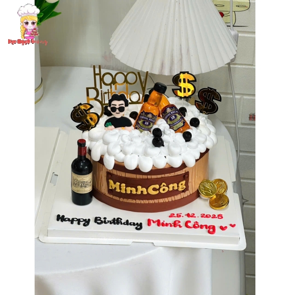 Bánh kem rút tiền tặng nam trang trí phụ kiện theo yêu cầu