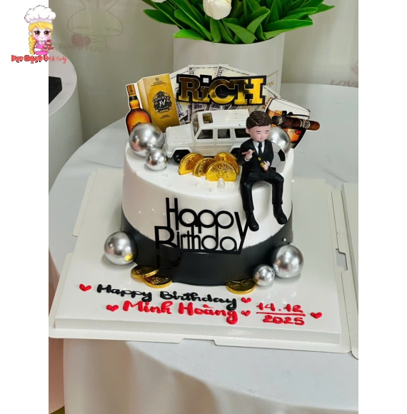 Bánh kem rút tiền tặng sếp trang trí phụ kiện theo yêu cầu