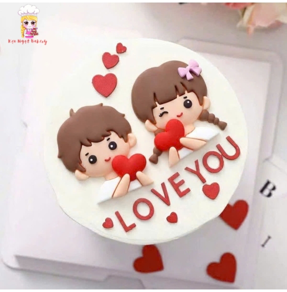 Bánh kem tặng ngày lễ valentines viết chữ love
