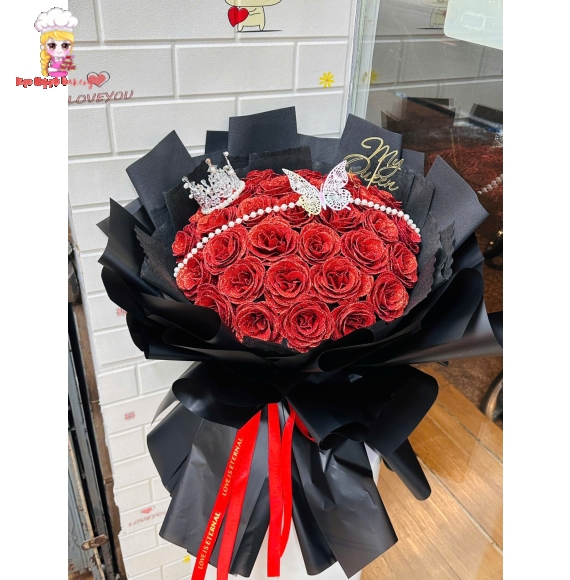 Mẫu bó hoa sáp tone đỏ tại quận 1