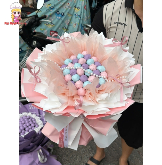 Mẫu bó hoa socola mừng valentine