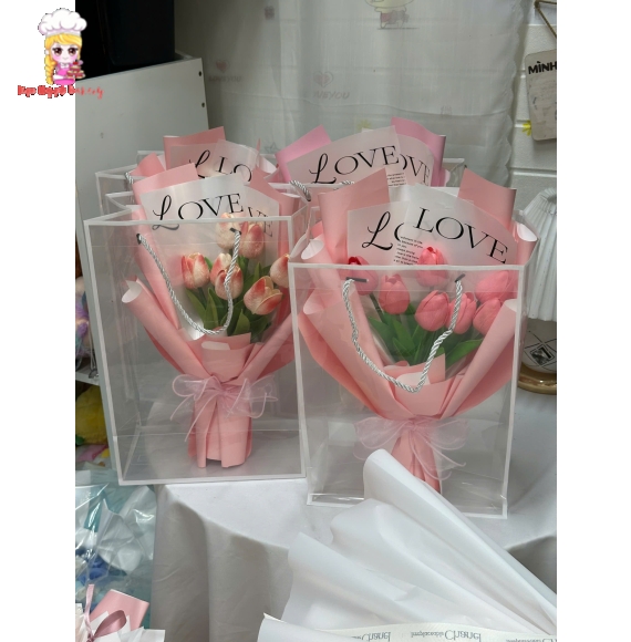 Mẫu bó hoa tulip tone hồng