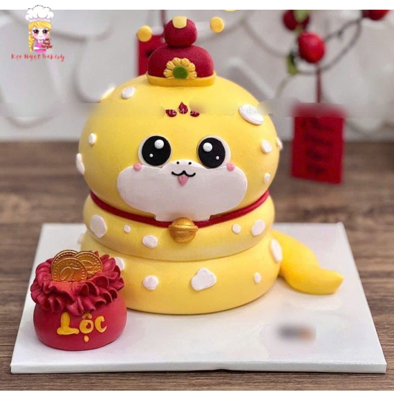 Bánh Kem tạo hình 3d  bé rắn dành cho bé gái