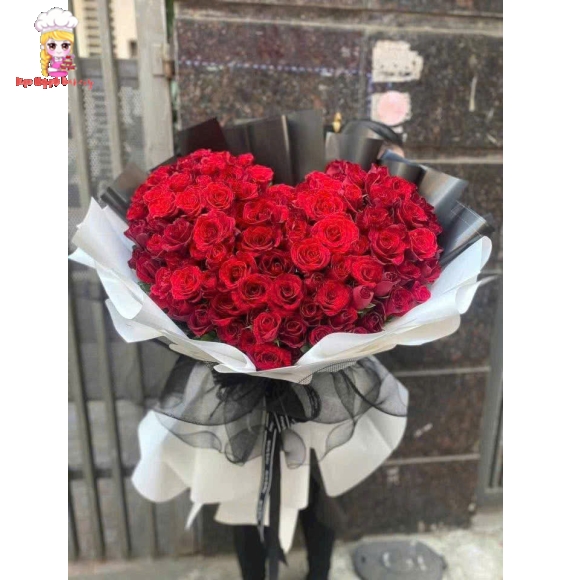 Bó hoa hồng hình trái tim tặng valentine