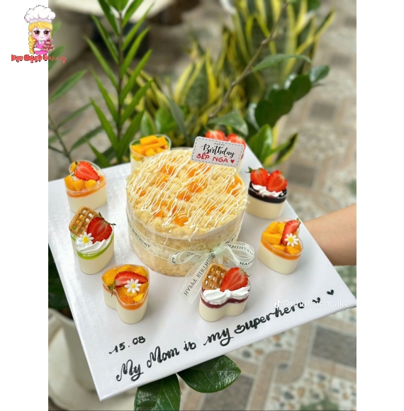 Bánh bông lan trứng muối mix panacotta