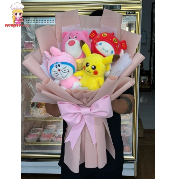 giỏ hoa gấu 4 con trong hoạt hình