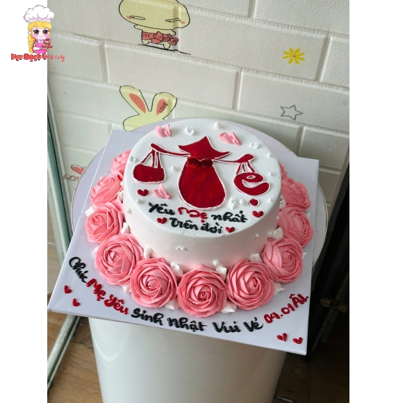 Bánh kem tặng mẹ tone hồng 