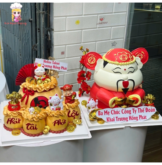 Bánh Kem Khai trương tạo hình thần tài