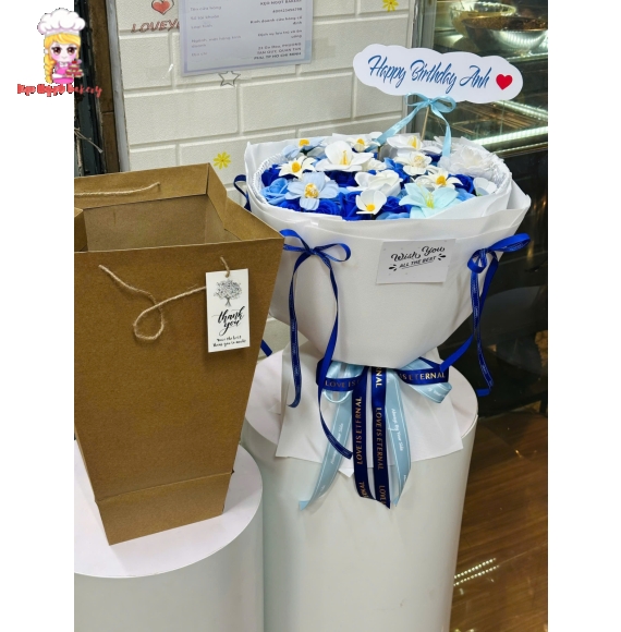 Bó hoa sáp tone xanh sang trọng tặng phái nữ 