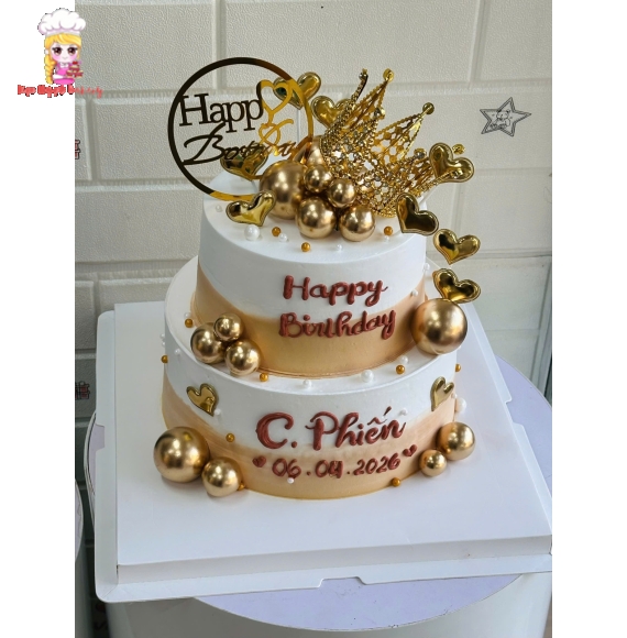 Bánh kem 2 tầng trang trí theo yêu cầu tại Kẹo Ngọt