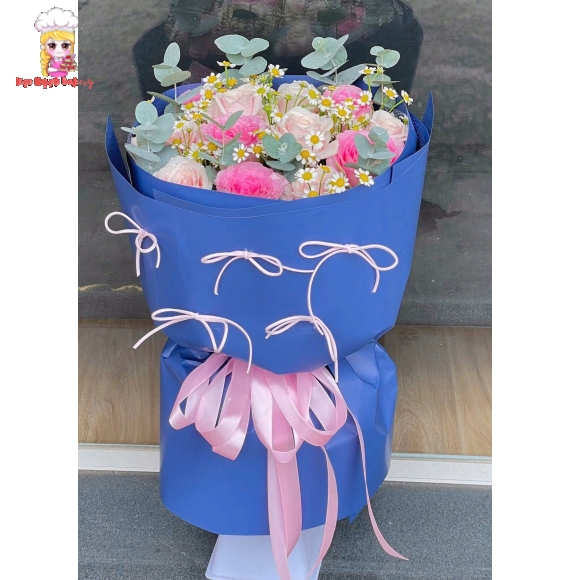 Bó hoa tươi tone xanh dương tặng bạn gái 