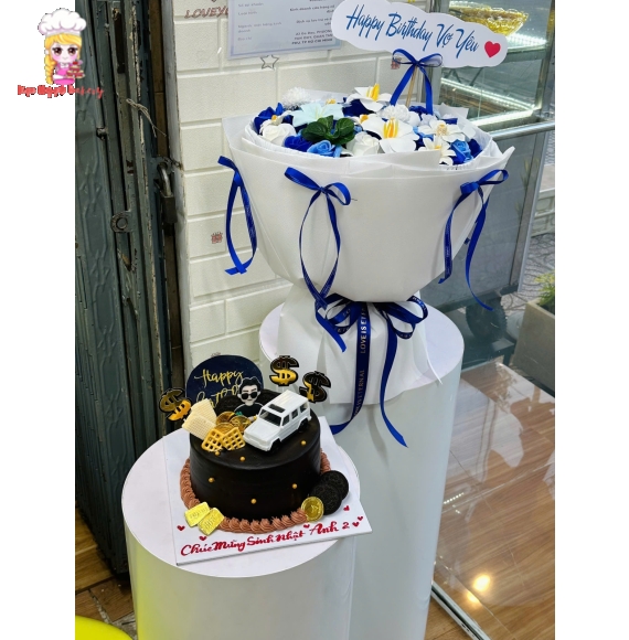 Combo hoa sáp và bánh kem tặng các bạn nam 