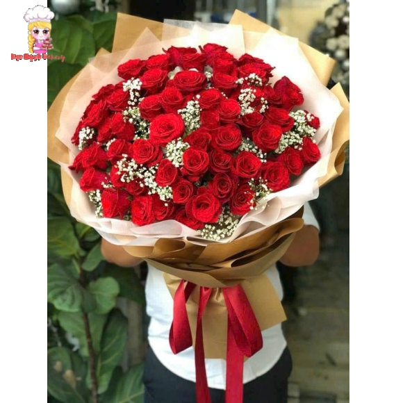 Bó hoa tươi tone đỏ cao cấp tặng người yêu