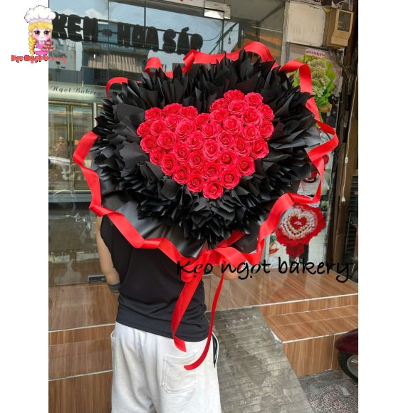 Hoa Sáp Đẹp Tại TP.HCM tone đỏ hình trái tim 