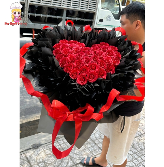 Shop Hoa Sáp TP.HCM bó hoa sáp tone đỏ 