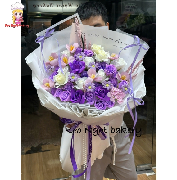 Hoa Sáp Sinh Nhật Đẹp TP.HCM tone tím đẹp 