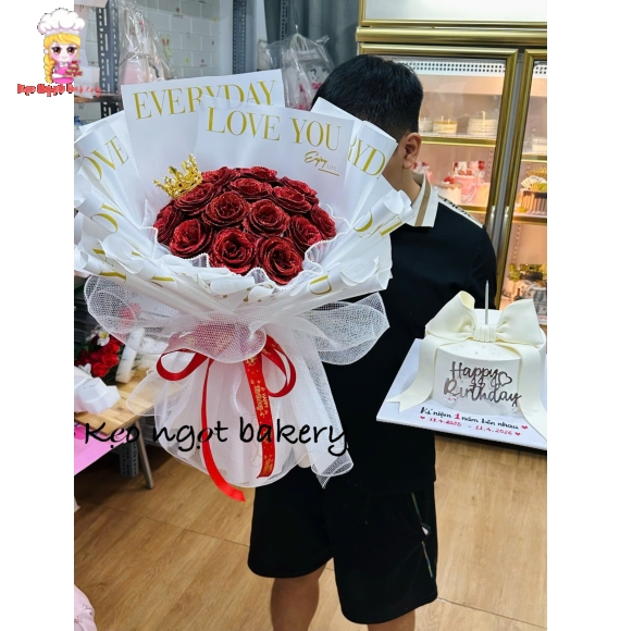 Combo bánh và hoa tặng người yêu siêu hot 