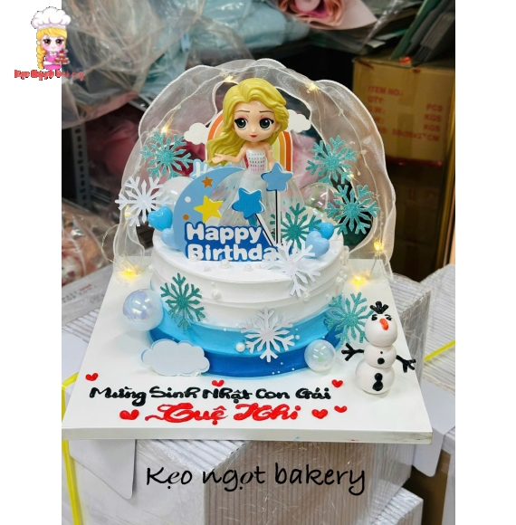 Bánh kem sinh nhật cô tiên xanh tặng sinh bé gái 