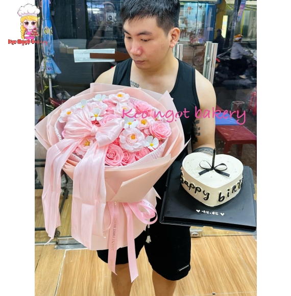 Combo hoa và bánh kem siêu hot 2026  tone hồng xinh sắn 