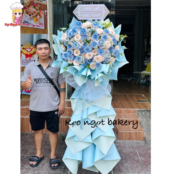 Kệ hoa khai trương tone xanh siêu hot 2026 