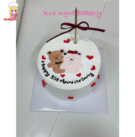 Bánh kem vẻ hình chibi cặp đôi yêu nhau 