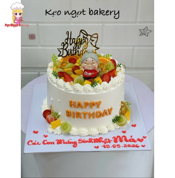 Bánh kem mix trái cây tặng bà yêu 