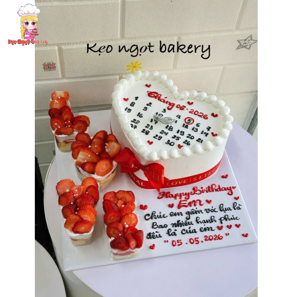 Bánh kem hình trái tim tặng em yêu 