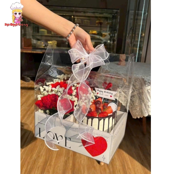 Combo hoa bánh kem tone đỏ hot xách tay 