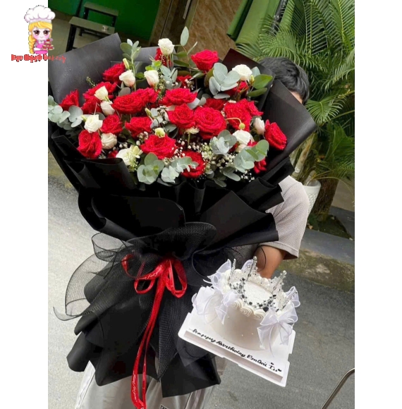 Combo hoa bánh kem tone đỏ hot hiện nay 