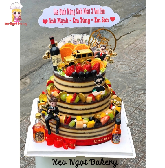 Bánh kem rau cau chúc mừng sinh nhật 3 tầng